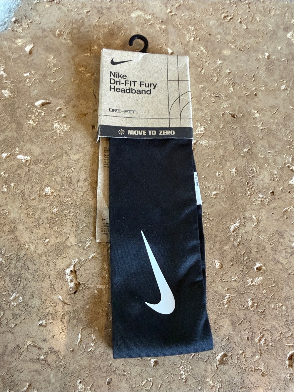 NWT Nike Dri-FIT Fury Headband - Black with White Swoosh